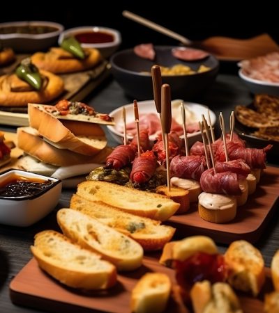 Appetizing spanish tapas with anchovies